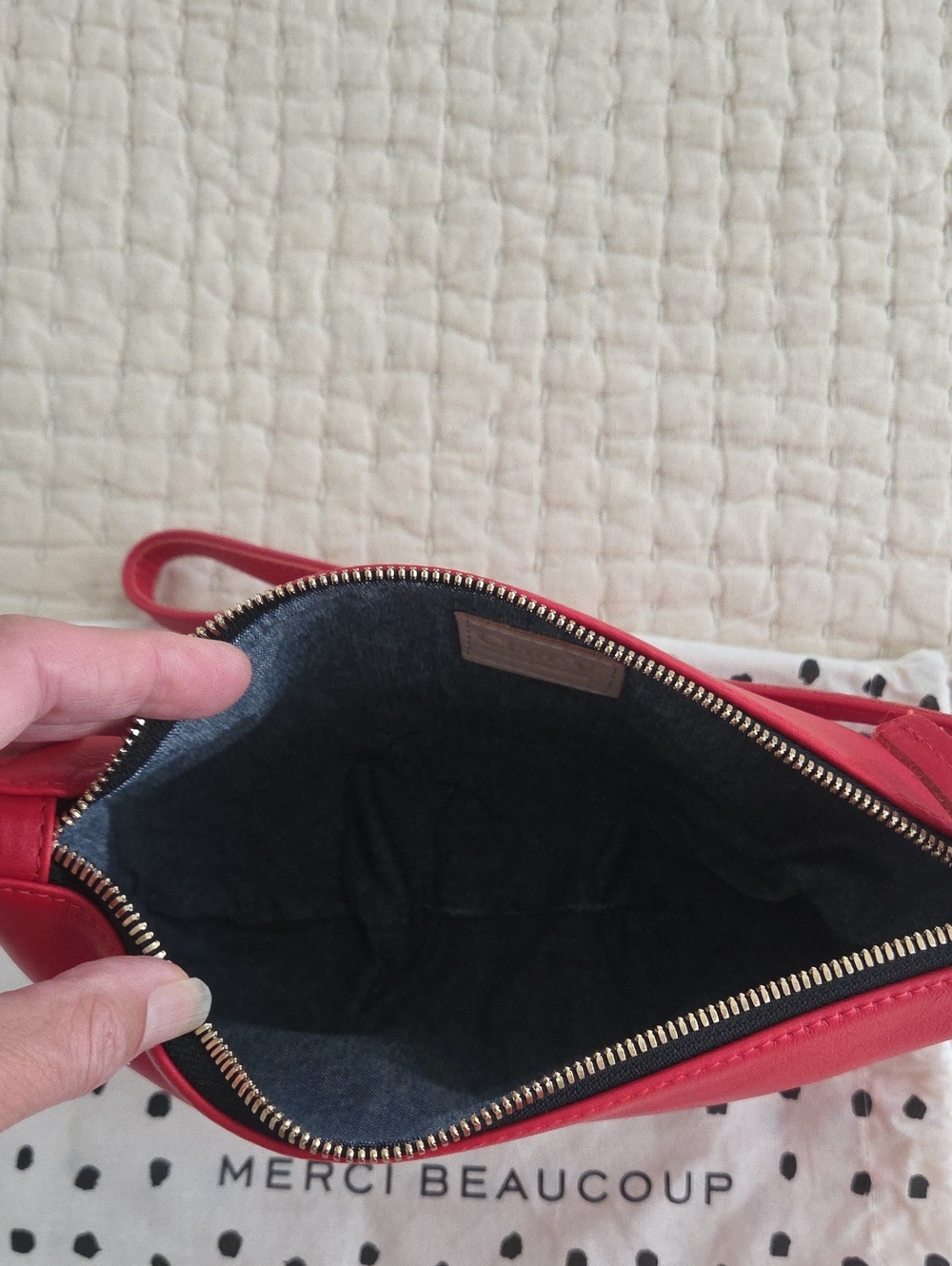 Clare V Petit Moyen Cherry Red Leather Crossbody with Gold Hardware. NWT - Picture 10 of 12